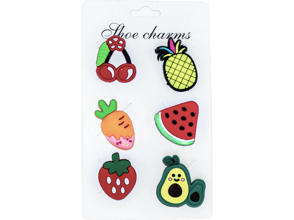 Pins décoratifs pour sabots Eva Pack Fruits 6 unités