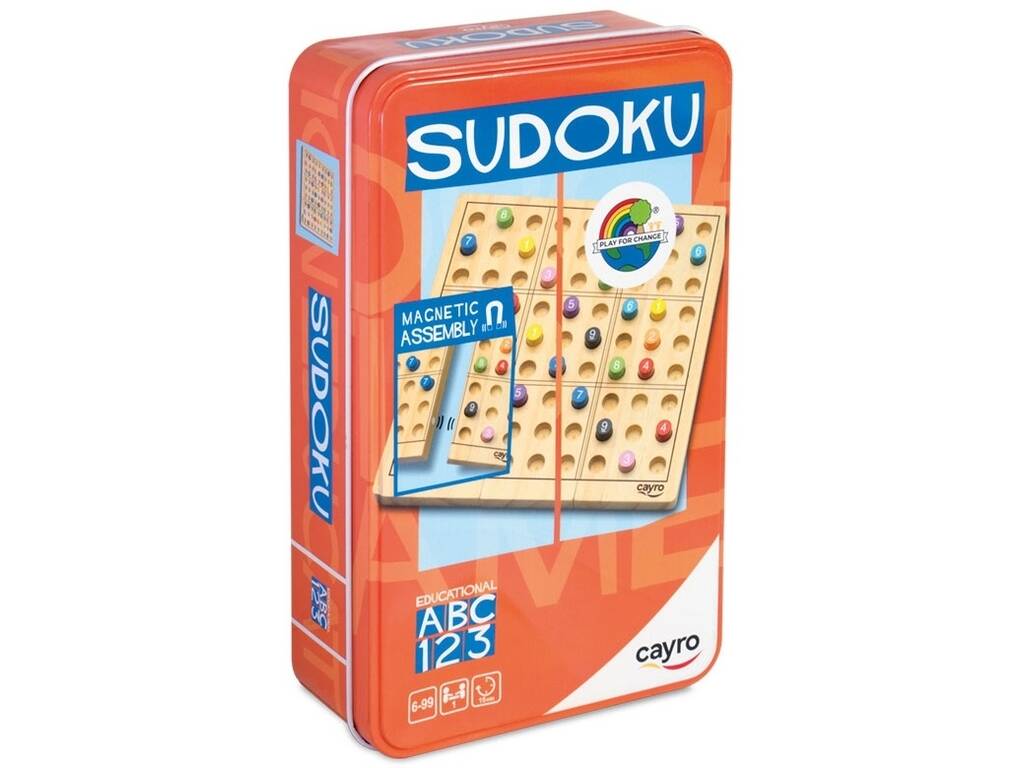 Sudoku en bois dans une boîte métallique avec 65 défis