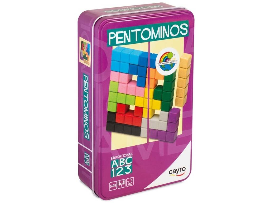 Pentominos en bois dans une boîte métallique avec 41 défis