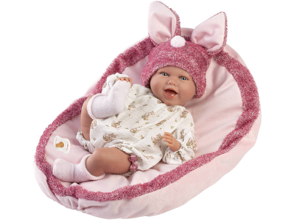 Poupée nouveau-né Mimi Sonrisas de 42 cm avec coussin