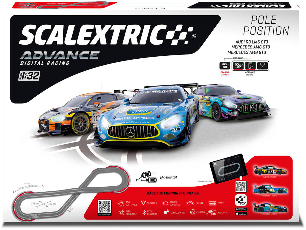 Scalextric Advance 1:30 Circuit Pole Position avec 3 véhicules