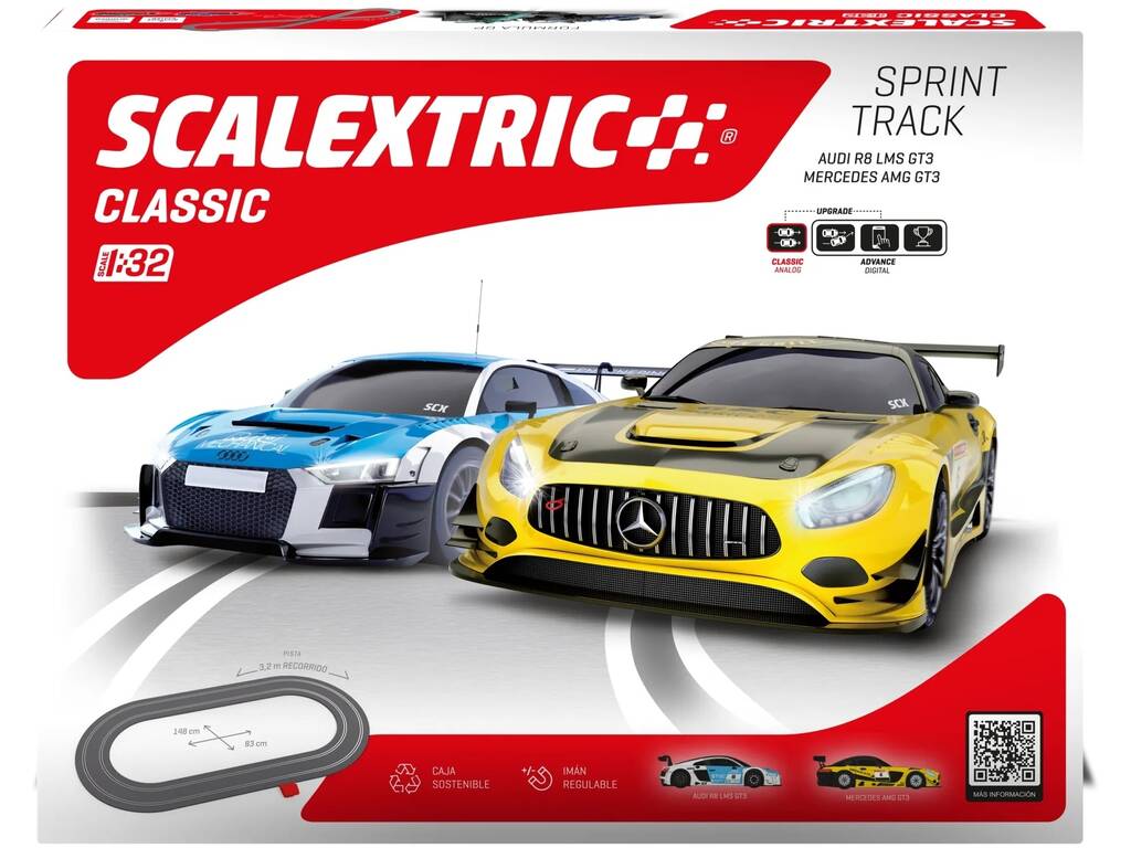 Scalextric Classic 1:30 Circuit Sprint Track avec 2 véhicules