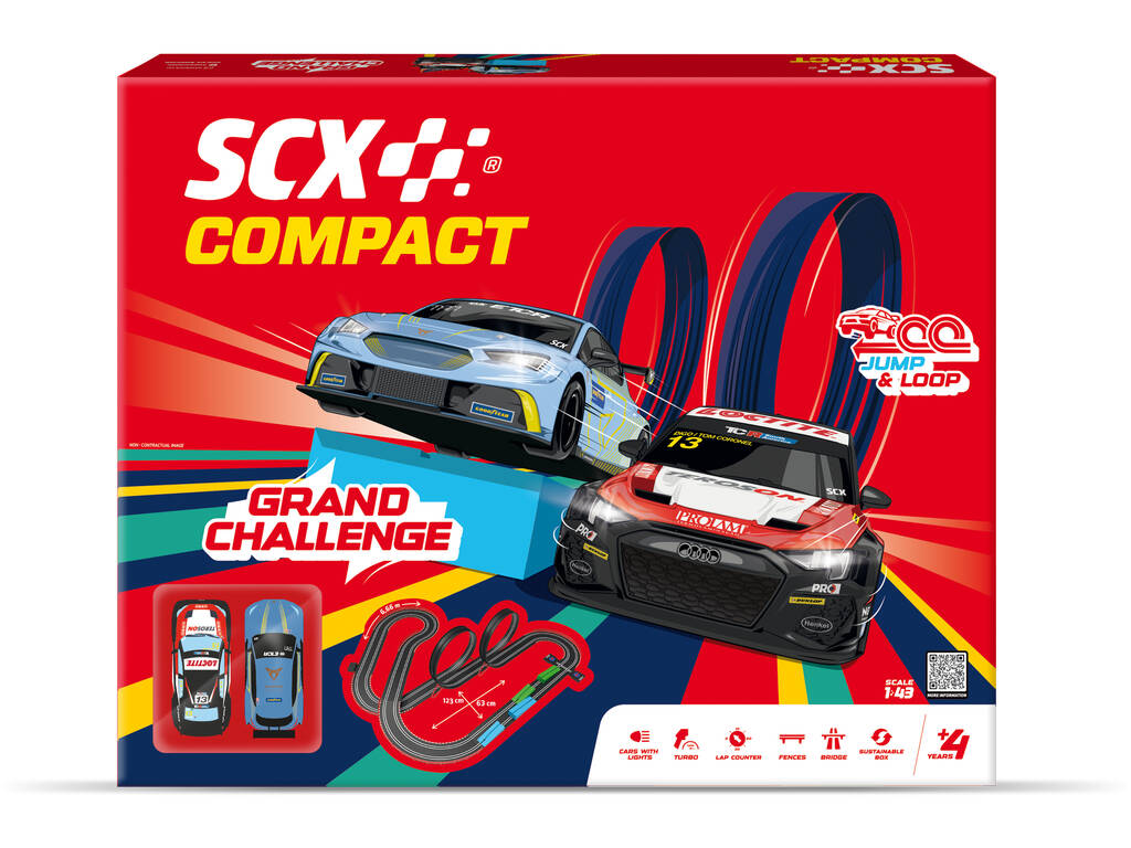 Scalextric Compact 1:43 Circuit Grand Challenge avec 2 véhicules
