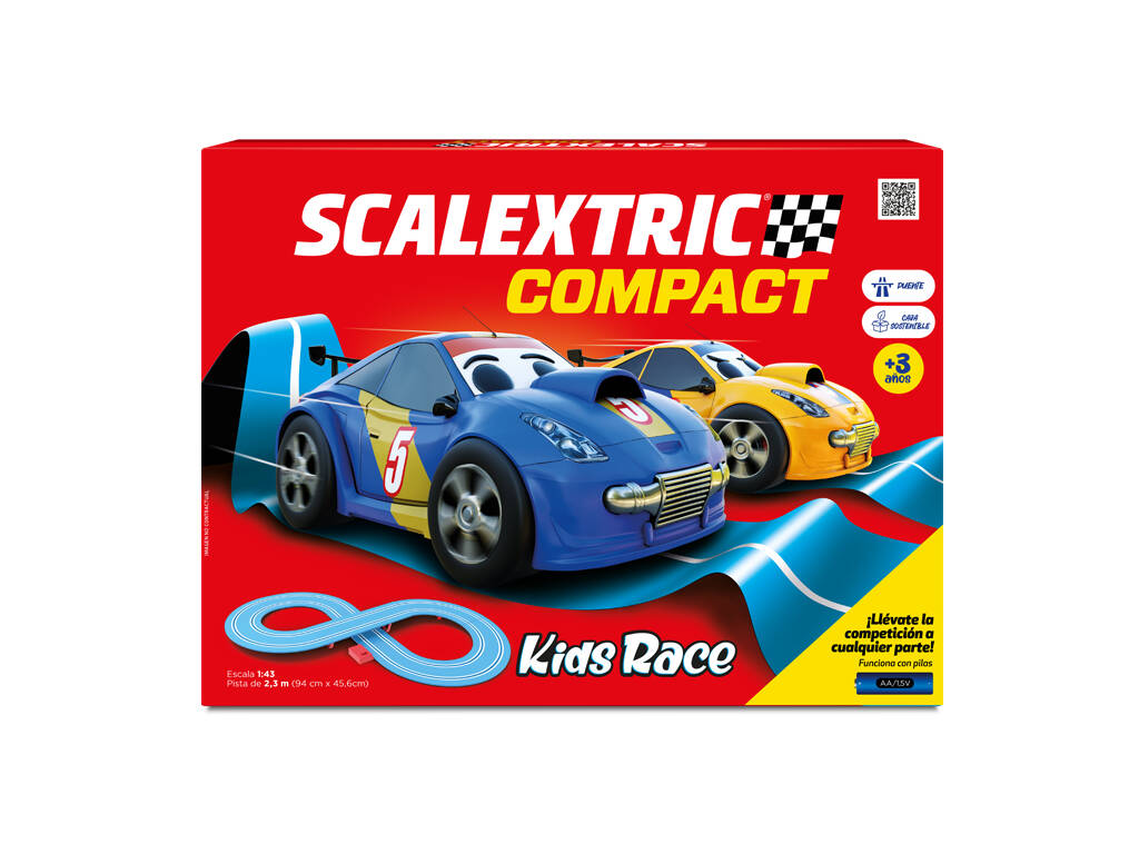 Scalextric Compact 1:43 Circuit Kids Race avec 2 véhicules