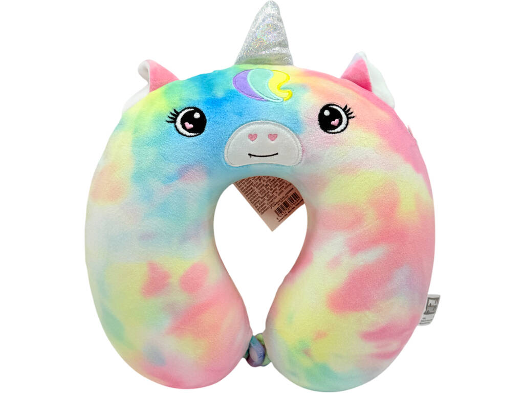 Oreiller de voyage pour le cou Unicorn multicolore 27 x 27 cm