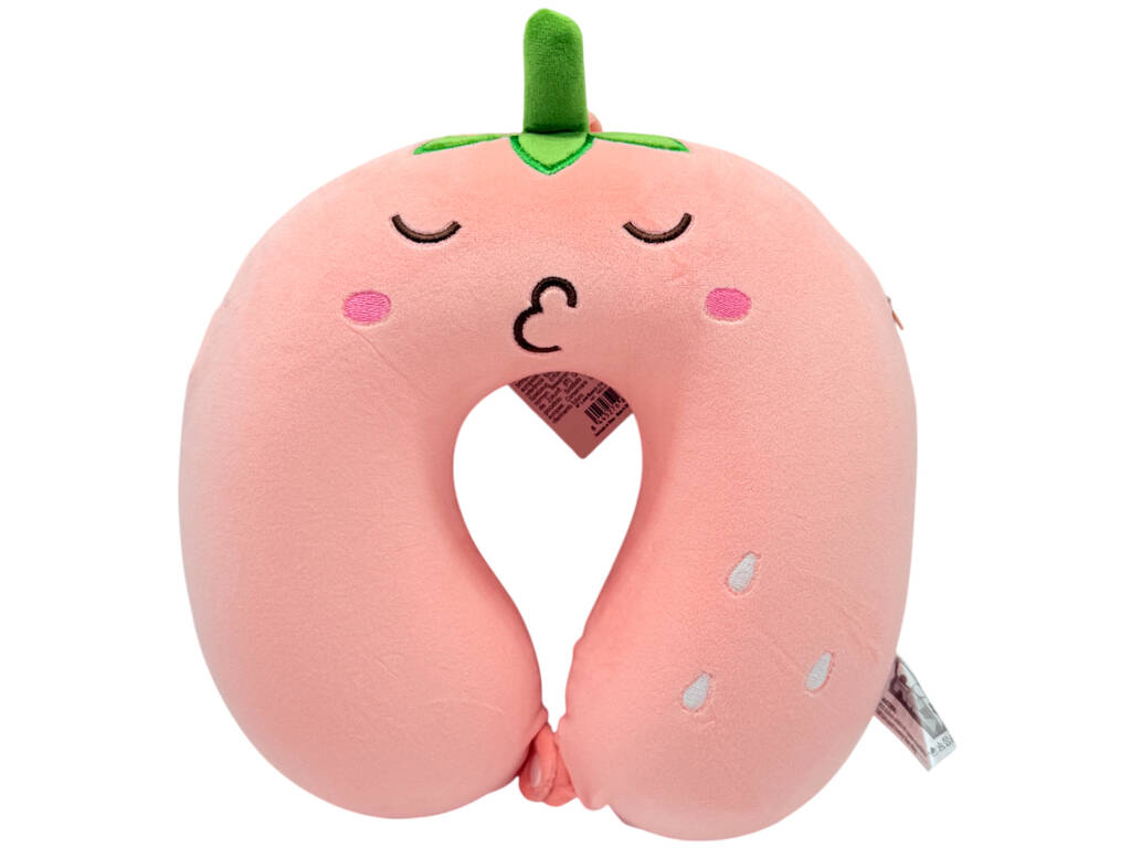 Oreiller de voyage pour la nuque Fraise rose 27 x 27 cm