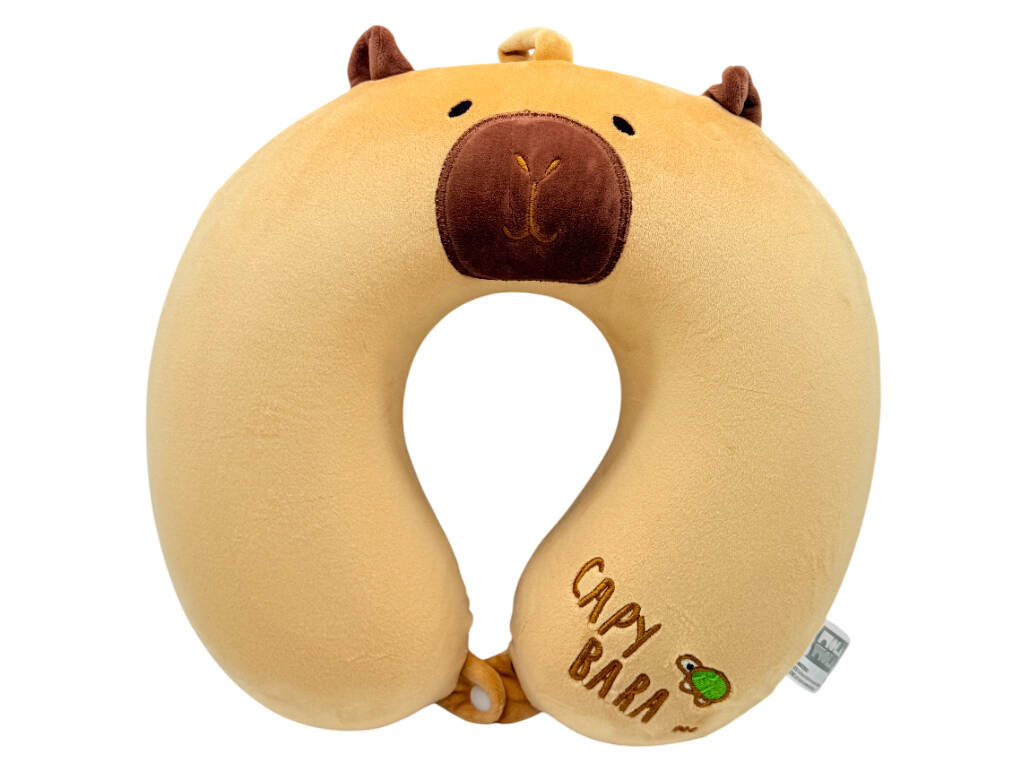 Oreiller de voyage pour le cou Capibara marron, 27 x 27 cm
