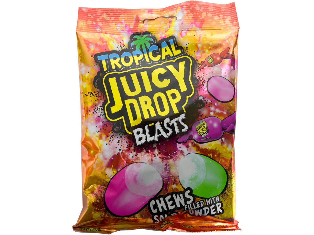 Bazooka Juicy Drop Tropical Blasts Bonbons en poudre 120 g