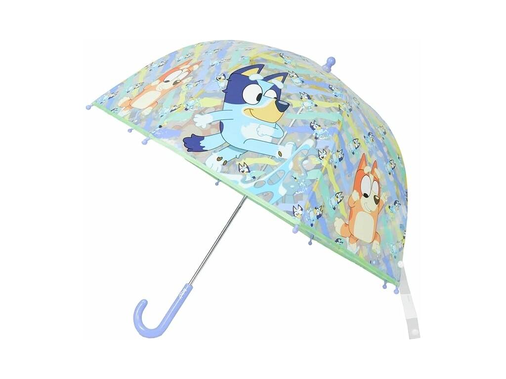 Parapluie Bluey pour enfants Parapluie à bulles transparent avec canne de 48 cm