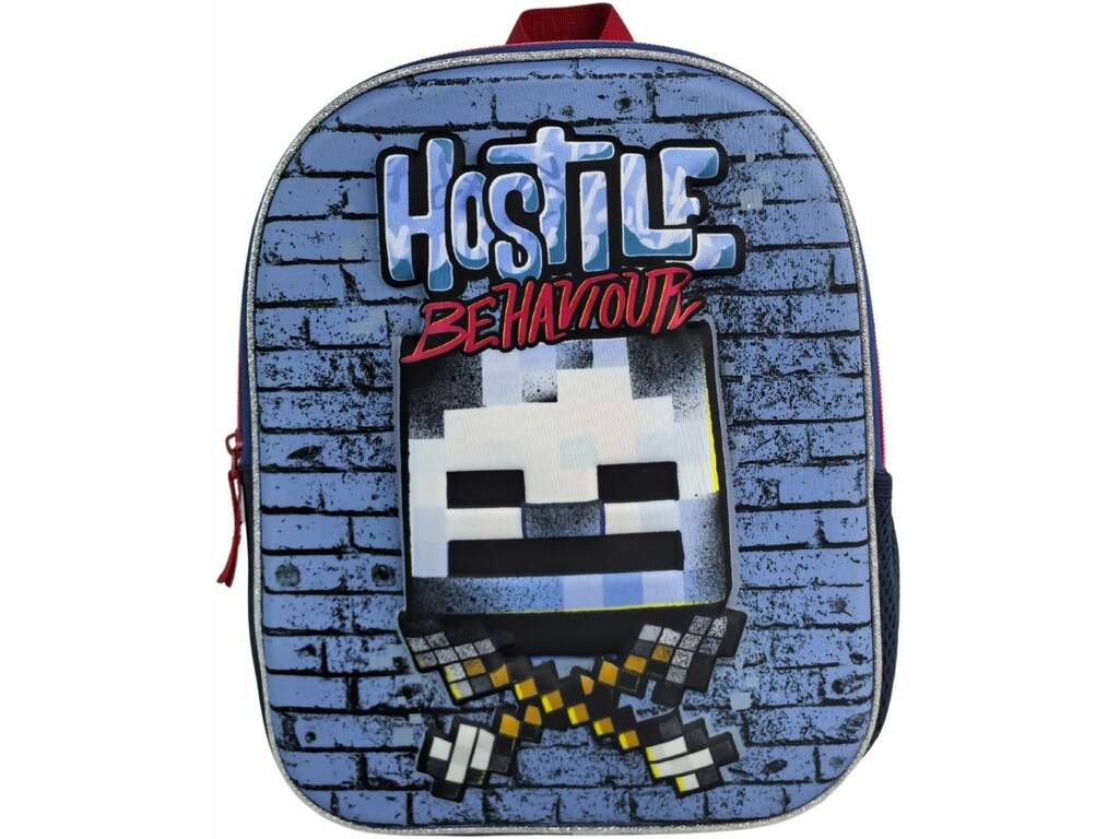 Minecraft Mochila Pré-escolar 3D Hostile Behaviour de 30x26x8 cm