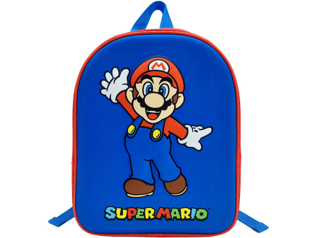 Super Mario Mochila Pré-escolar 3D de 30x26x8 cm
