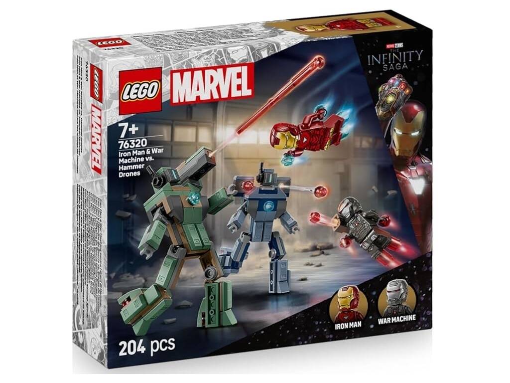 Lego Marvel Iron Man et War Machine contre les drones de Hammer