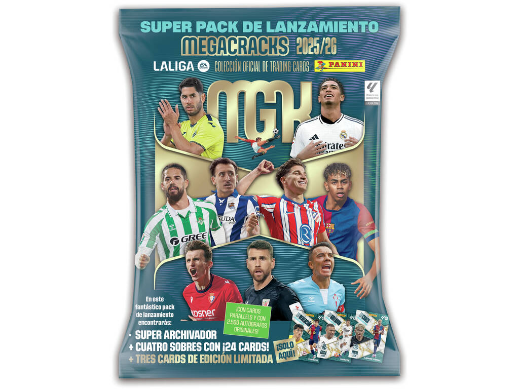 Megacracks 2025-26 Super Pack de lancement avec classeur, 4 enveloppes et 3 cartes en édition limitée