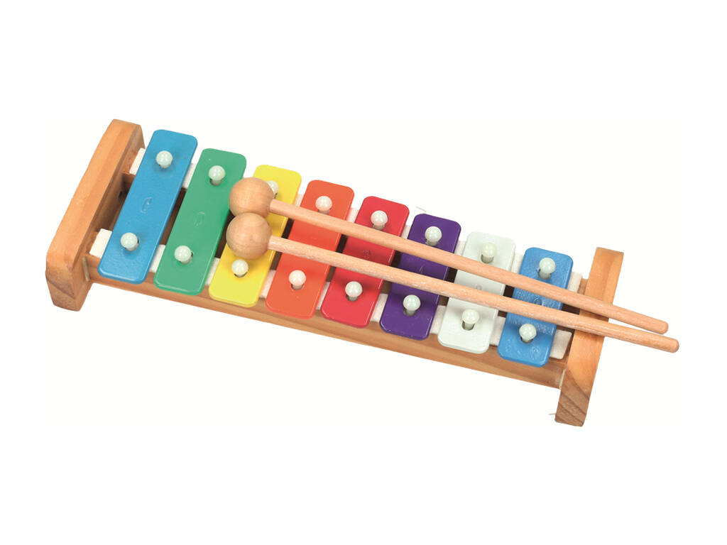 Xylophone en bois et métal avec 8 notes et baguettes