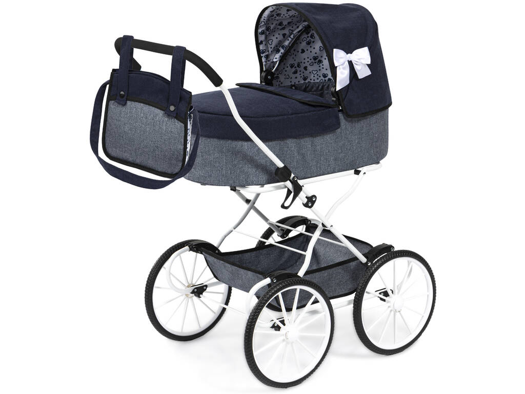 Poussette pour poupées Classic bleu marine avec sac