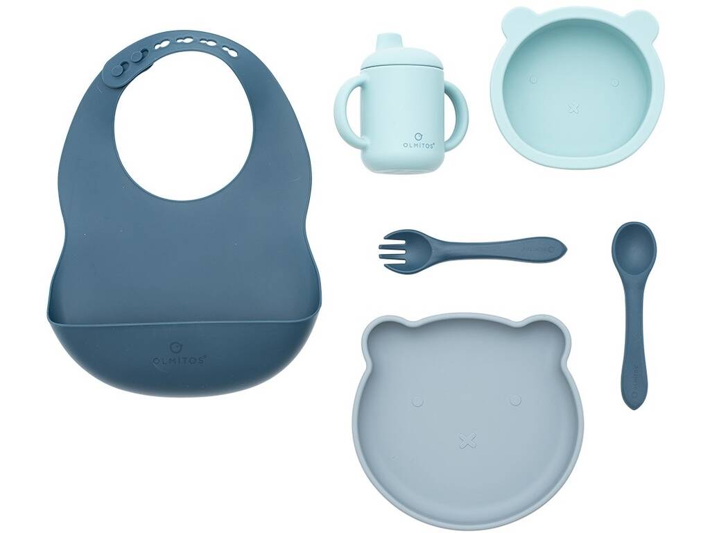 Vajilla 7 pièces en silicone bleu