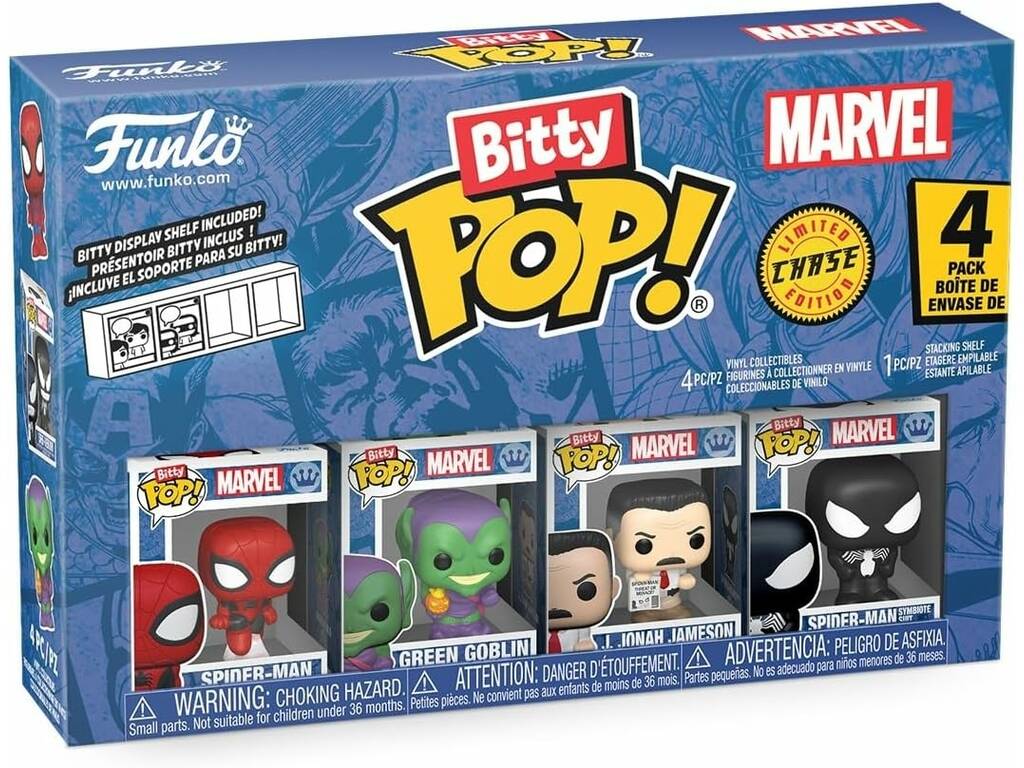 Funko Bitty Pop Marvel Spiderman Pack 4 con Duende Verde