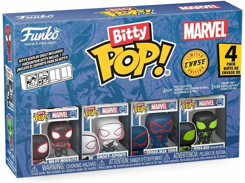 Funko Bitty Pop Marvel Spiderman Pack 4 con Miles Morales