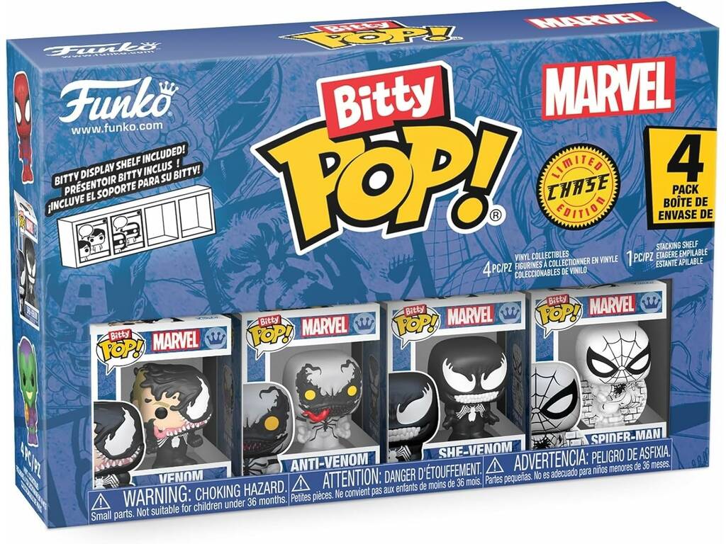 Funko Bitty Pop Marvel Spiderman Pack 4 con Venom
