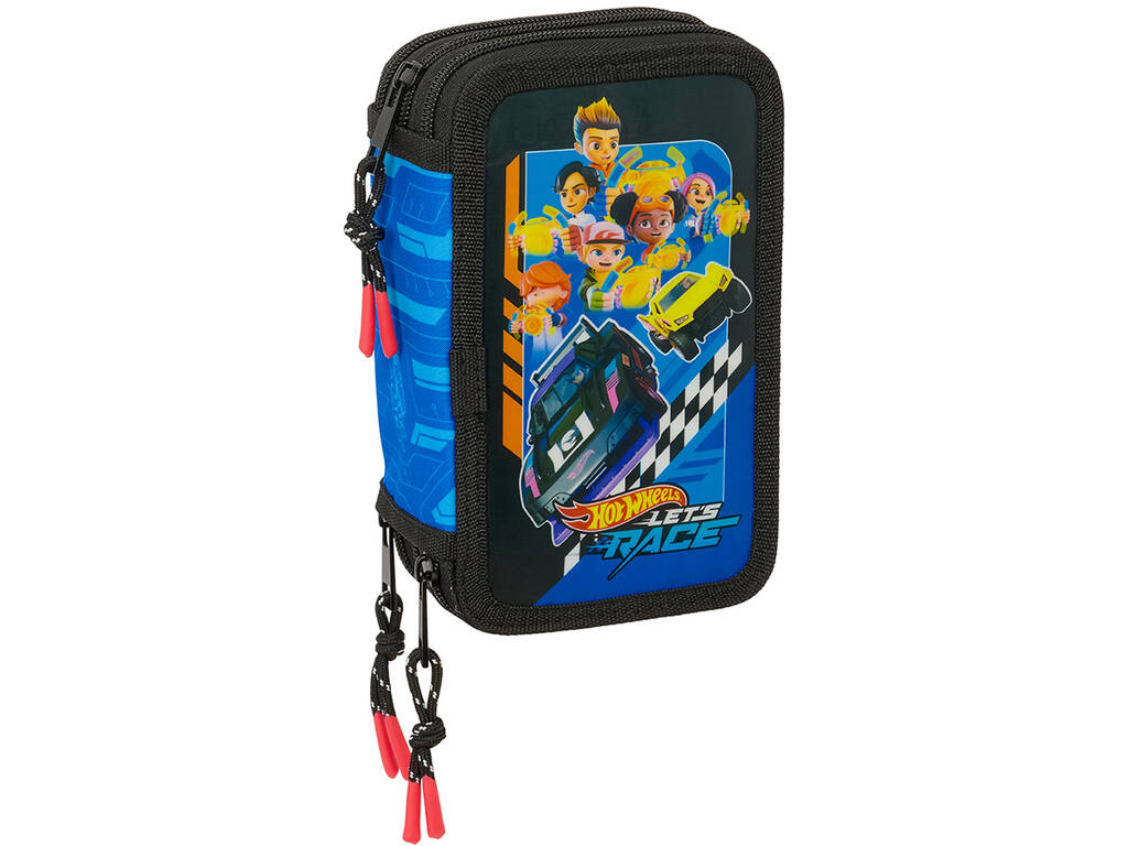 Trousse à crayons triple 37 pièces Hot Wheels Let's Race