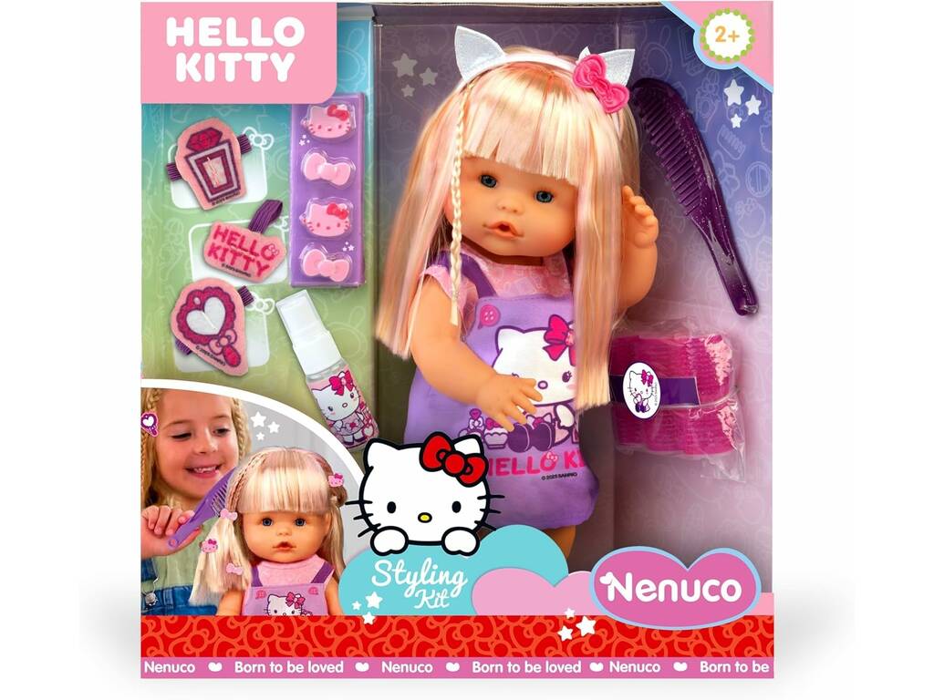 Nenuco Poupée Hello Kitty avec accessoires de coiffure