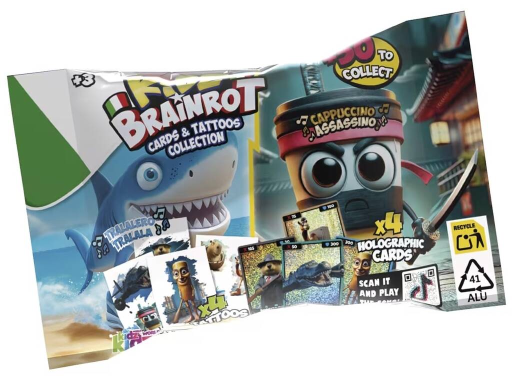 Kidz Brianrot Saqueta com 4 Cartas Holográficas e 4 Tatuagens