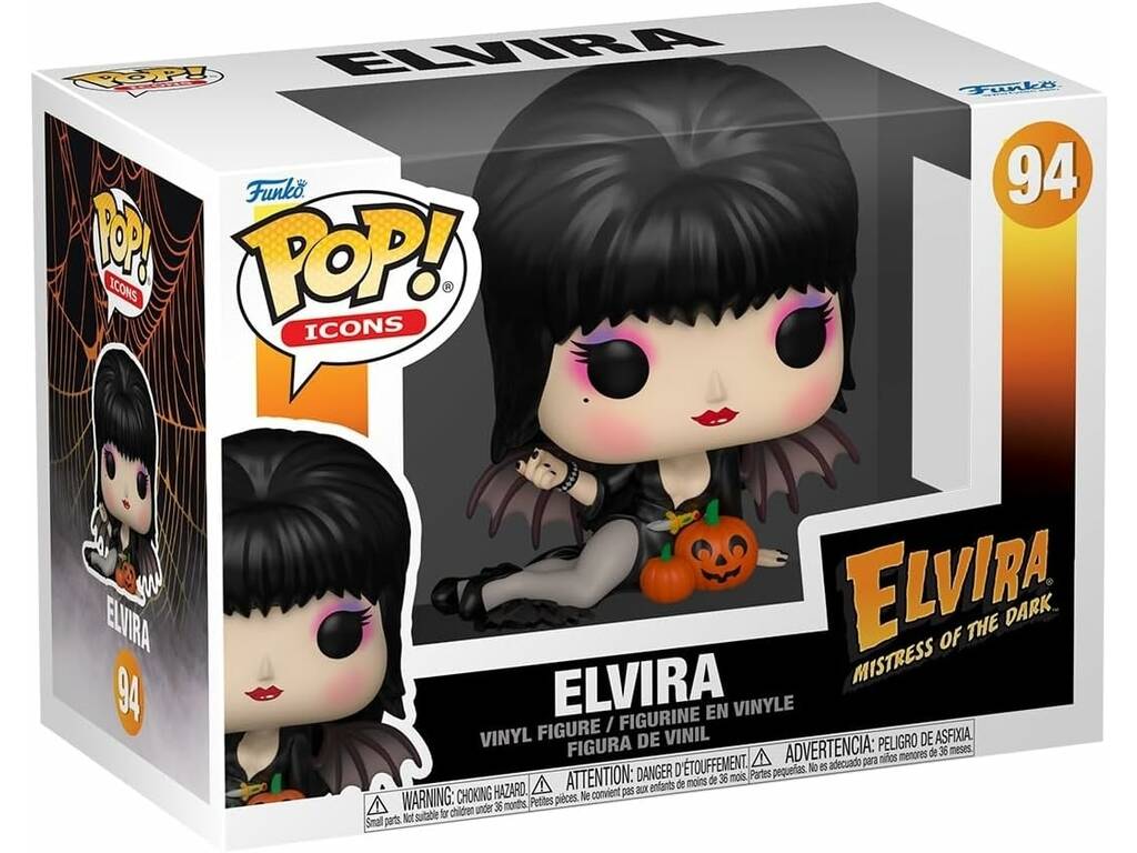 Funko Pop Icons Elvira Mistress Of The Dark Figura Elvira con Calabazas