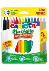 Carioca Plastello Pack 12+2 Crayons  papier super rsistants