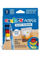 Carioca Acrylic Paint Marker Pack 5 marqueurs pour toutes surfaces