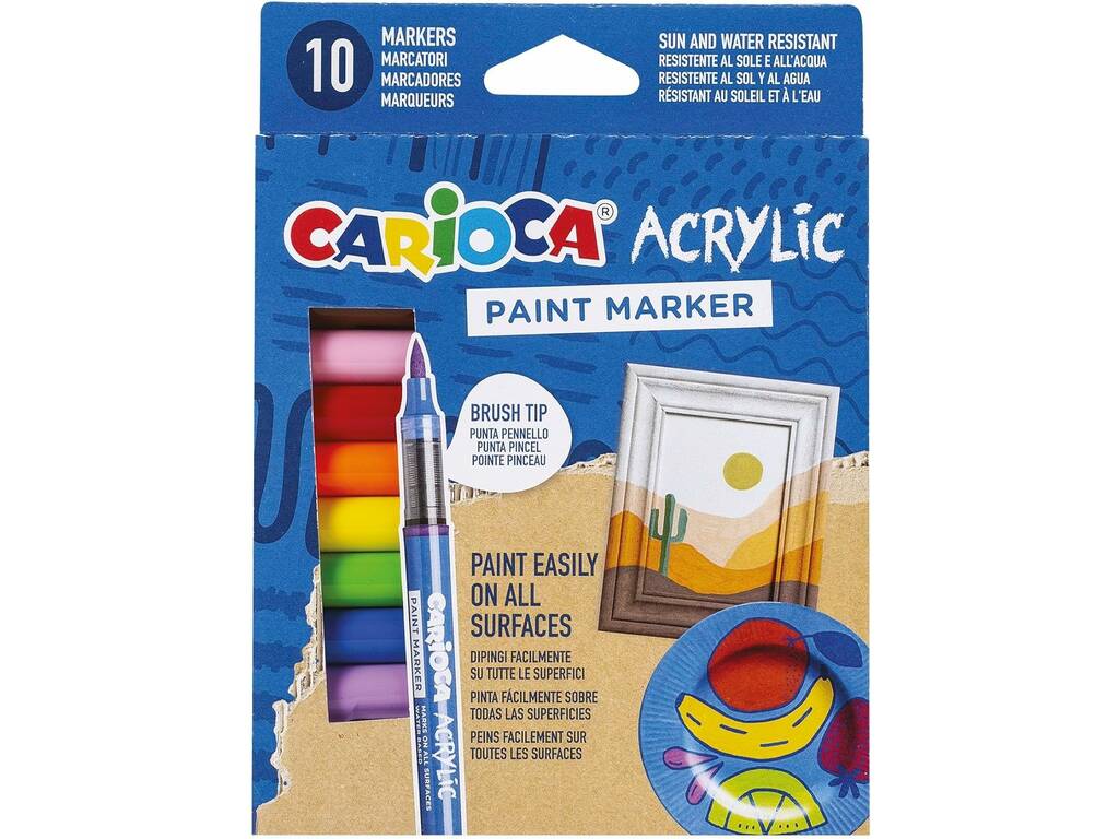 Carioca Acrylic Paint Marker Pack 10 marqueurs pour toutes surfaces