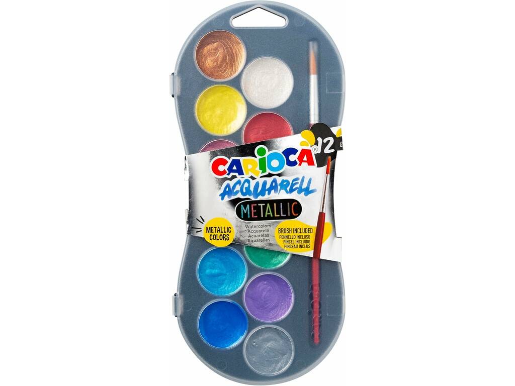 Carioca Acquarell Metallic avec pinceau et 12 couleurs