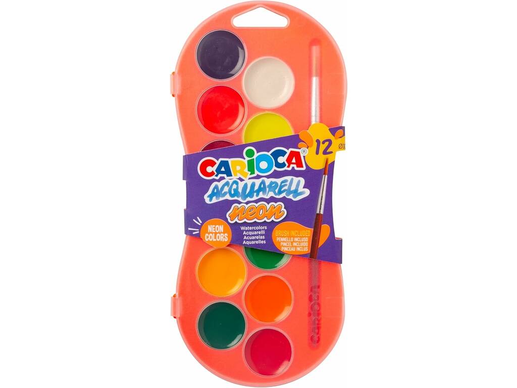 Carioca Acquarell néon avec pinceau et 12 couleurs