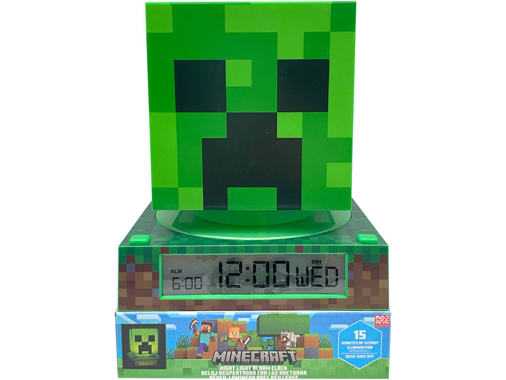 Minecraft Reloj Despertador 3D con Luz Nocturna