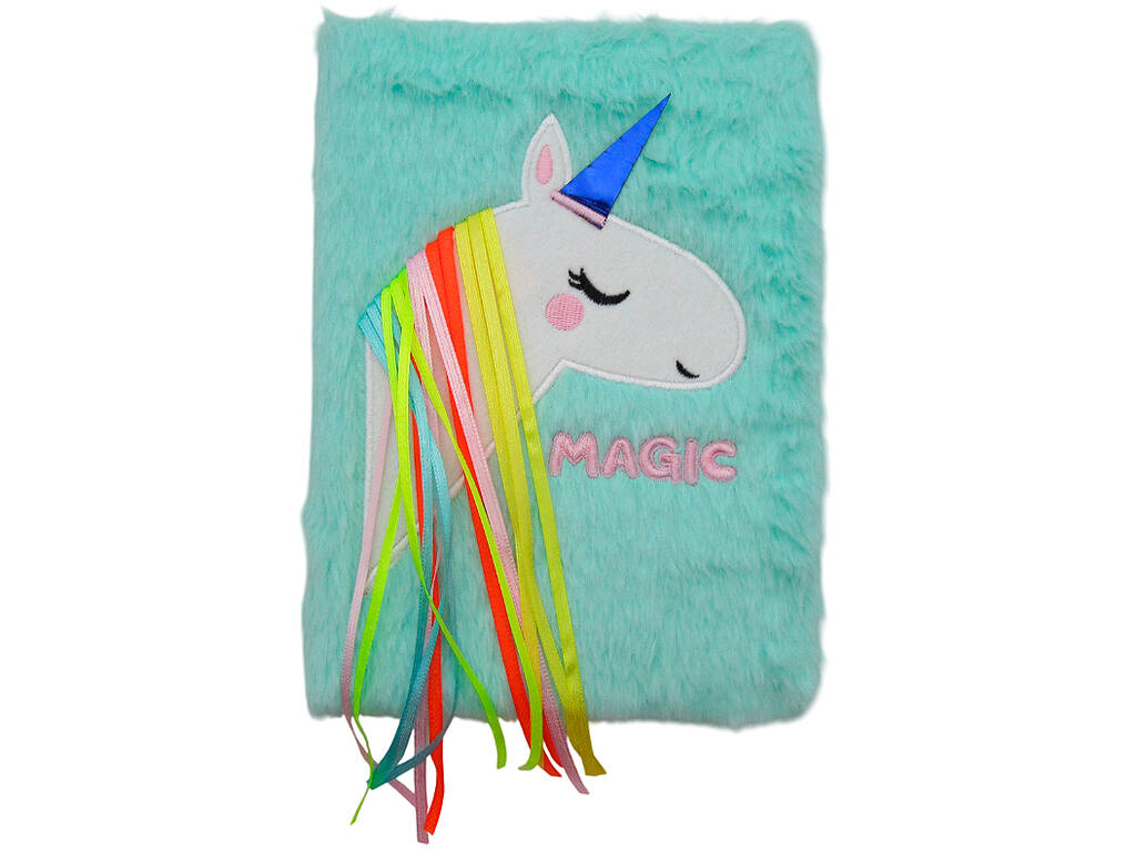 Carnet A5 en peluche licorne bleue avec 80 pages
