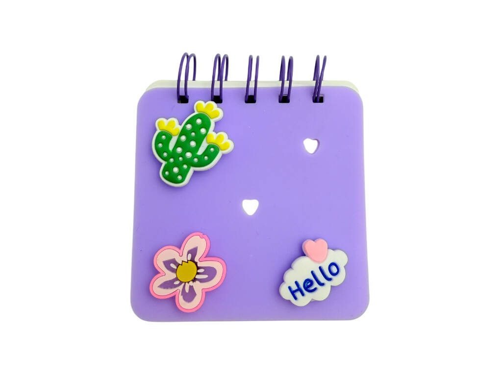 Carnet A7 violet perforé avec 50 pages et 3 épingles décoratives