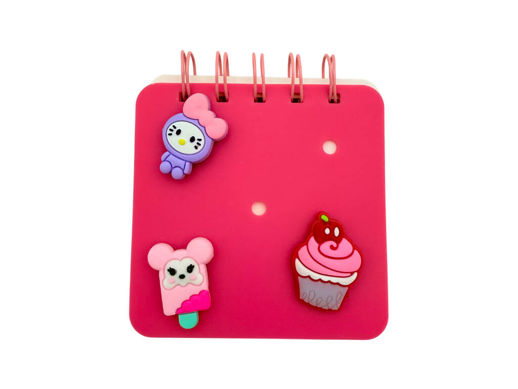 Carnet A7 fuchsia perforé avec 50 pages et 3 épingles décoratives