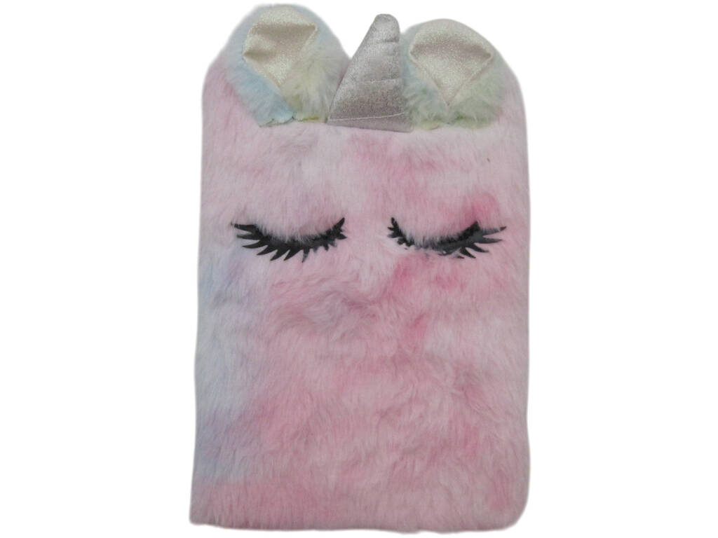Carnet peluche A5 licorne multicolore avec 80 pages
