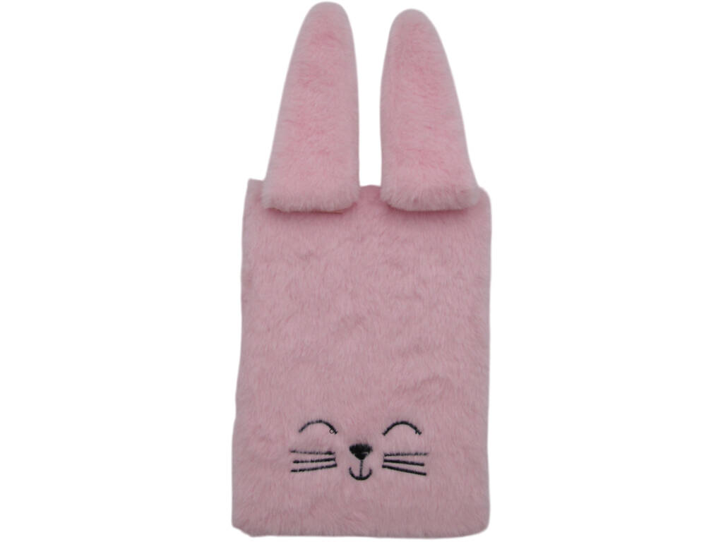 Carnet peluche A5 lapin rose avec 80 pages et intercalaire
