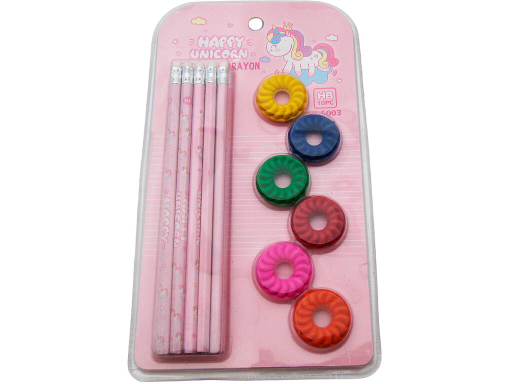 Set Crayons et Gommes à effacer 10 pièces