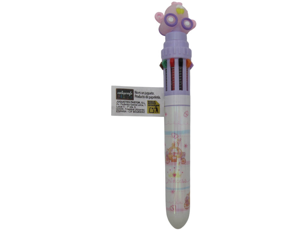 Stylo à bille 10 couleurs avec support rotatif de 15,5 cm
