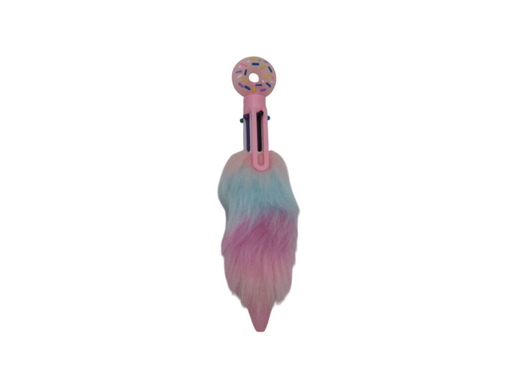 Stylo à bille 6 couleurs avec beignet et fourrure 16,5cm