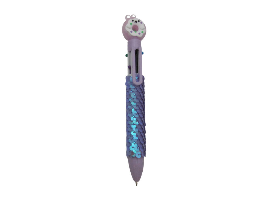 Stylo à bille 6 couleurs avec donut de 16,5 cm