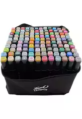 Conjunto 120 Marcadores de Cores Diferentes com 2 Pontas de 3 e 6,5 mm em Bolsa com Asa