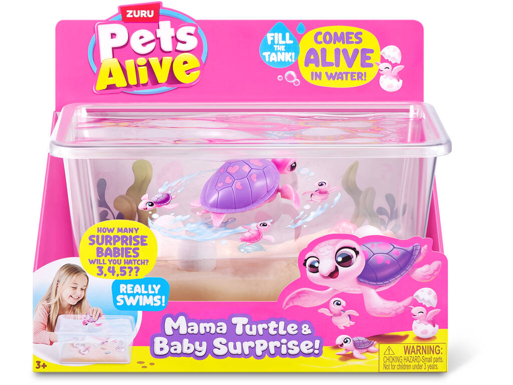 Zuru Pets Alive Maman tortue avec bébés surprise et aquarium