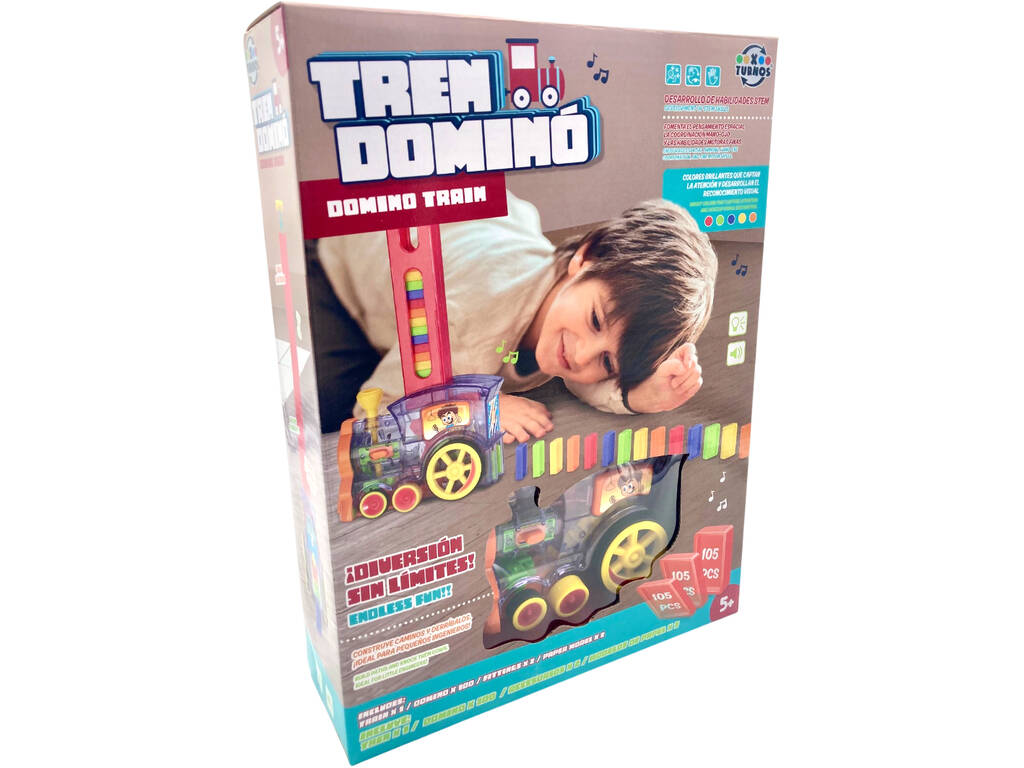 Train Domino avec 100 jetons, lumière et sons