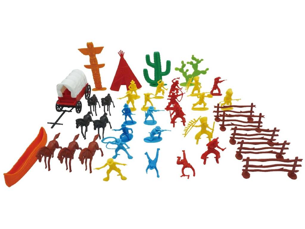 Far West Pack Mini figurines articulées, 40 pièces