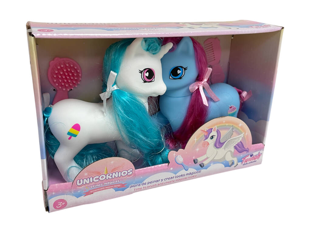 Set Licorne blanche et licorne bleue de 15 cm avec accessoires