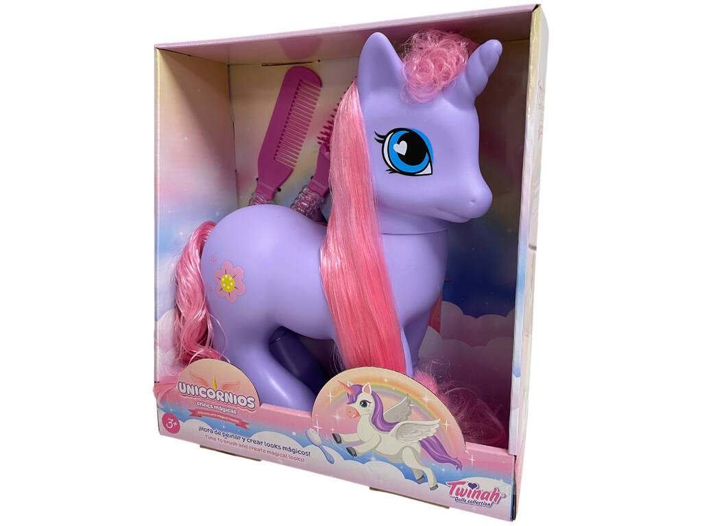 Licorne violette de 25 cm avec accessoires