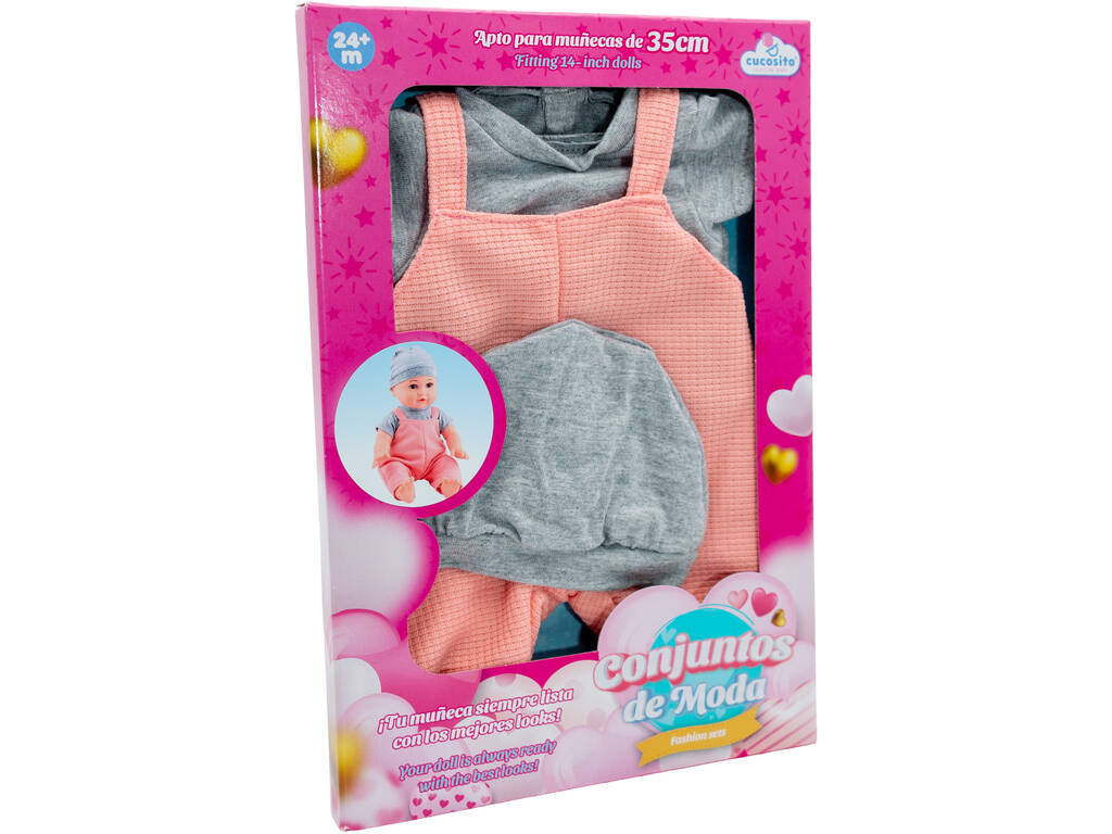 Ensemble de mode pour poupée bébé corail et gris