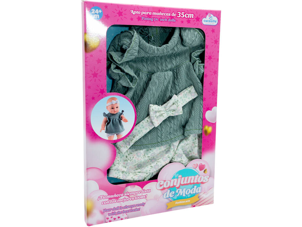 Ensemble de mode pour poupée bébé vert et blanc